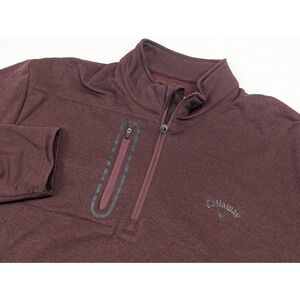Callaway 1/4 Zip Pullover Tech Sweater Burgundy Red Golf Preppy Long Sleeve